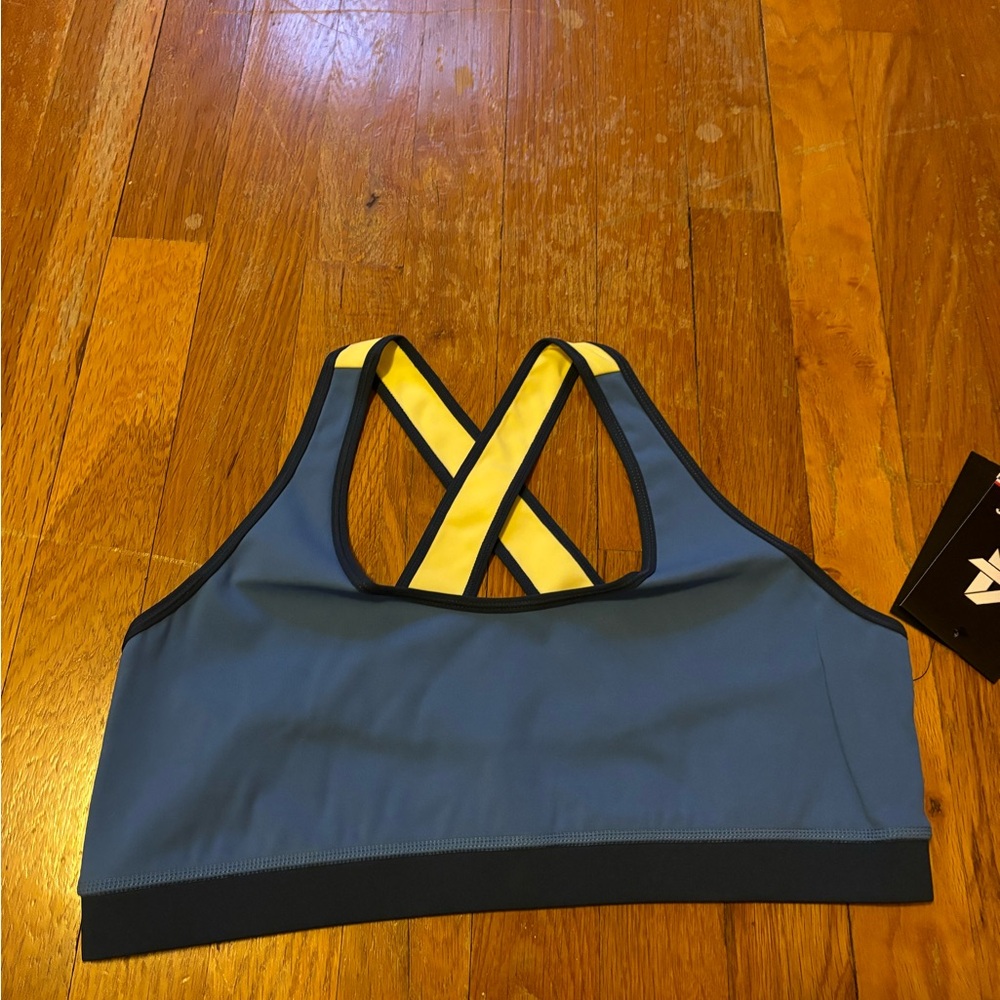 Fourlaps Infinity Sports Bra Azure Midnight Banana Women's Size  NWT